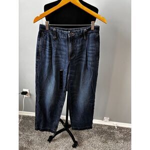 Banana Republic‎ Pleated Mid-Rise Straight Cropped Jeans Dark Wash Denim NWOT